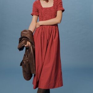 Damson Madder Raphaela Shirred Midi Dress